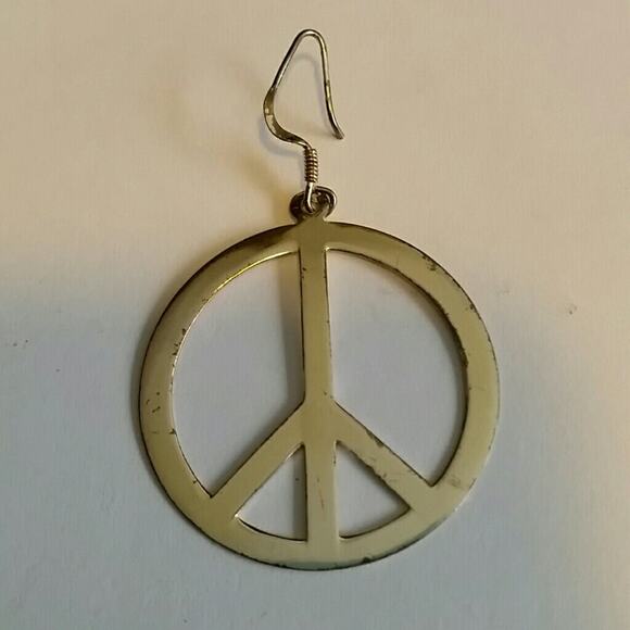Unique Vintage Silver Tone Peace Sign Earrings. 0 - Picture 1 of 5